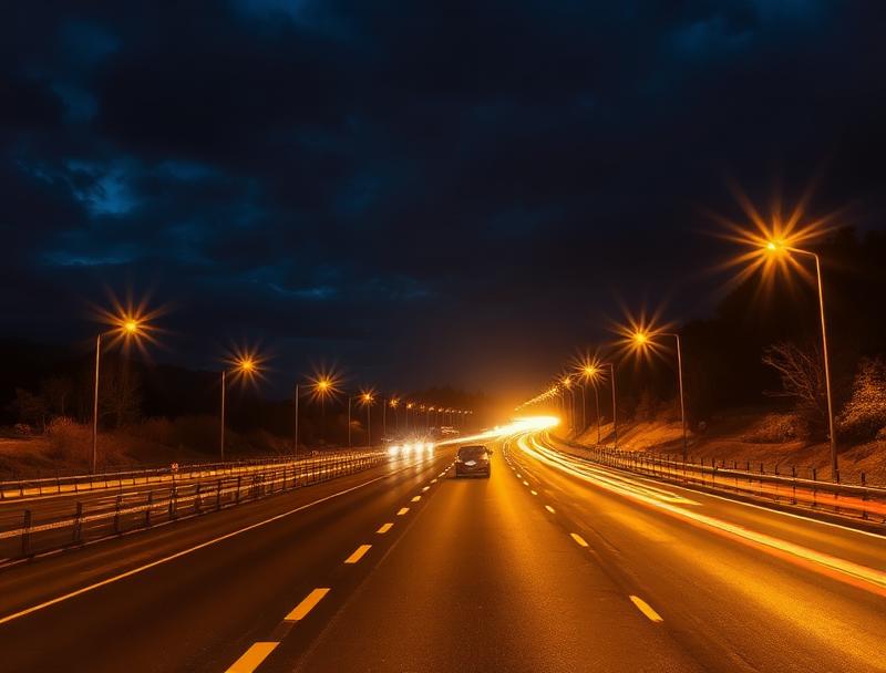 Europäische Autobahn bei Nacht